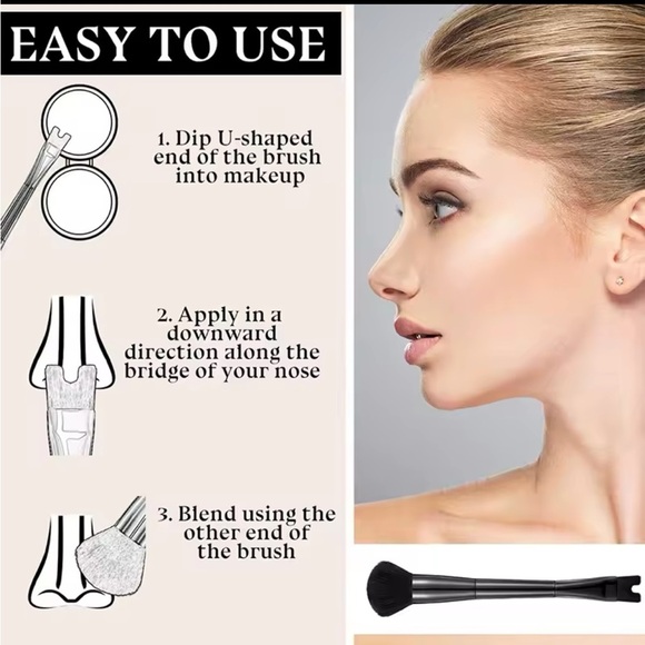Nose Contour Brush U-Shaped 2-in-1 Makeup For Nose Contouring Beauty - Picture 5 of 6